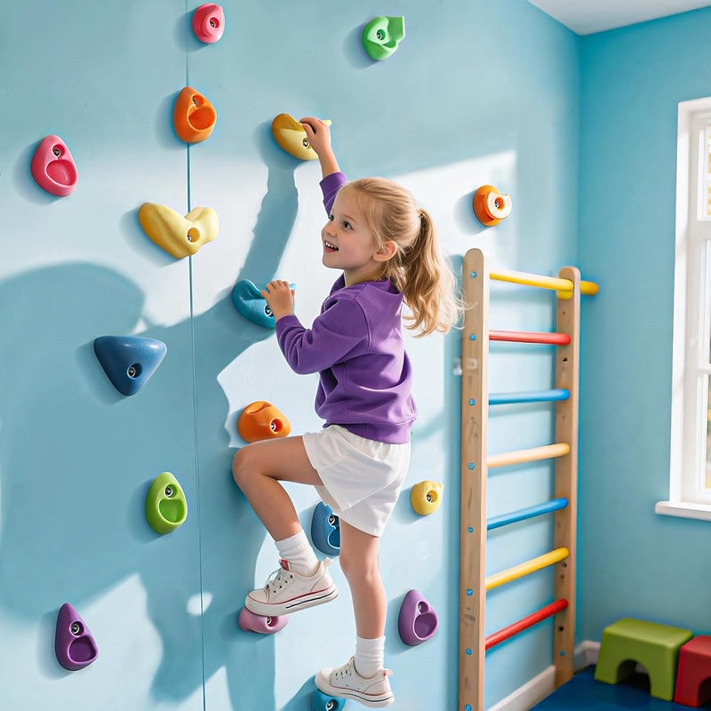 TOPNEW 20PC Kids Climbing Holds, Climbing Rocks for Play Set, Swingset - Adult Rock Wall Holds with Mounting Hardware for Indoor Outdoor Climbing Wall, Pastel Color - Image 4